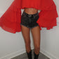 Red chiffon layered Bardot top