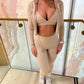 Beige Active-wear 3 piece Jacket, sports bra and leggings