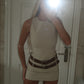Beige Double Belted Round Neck Mini Dress