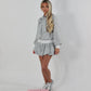 Grey bow blouse and puff ball skirt set