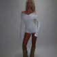 LIMITED EDITION HAND MADE AND DESIGNED IN HOUSE: ‘Angel’ white playsuit