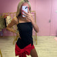 Black and red bow front mini dress