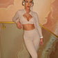 Beige Active-wear 3 piece Jacket, sports bra and leggings