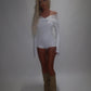 LIMITED EDITION HAND MADE AND DESIGNED IN HOUSE: ‘Angel’ white playsuit