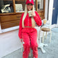 Red Acid wash wide leg tracksuit