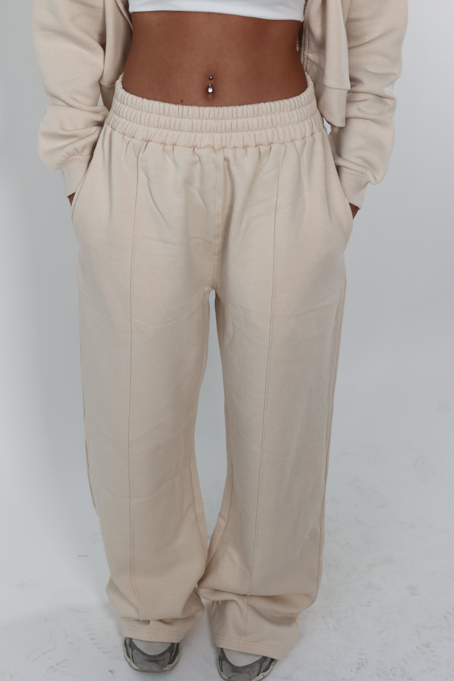 Beige wide leg tracksuit bottoms