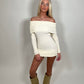 Ribbed Bardot jumper mini dress