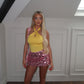 Yellow Halter Neck Bodysuit with gold buckle