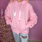 Pink ruched sleeve ribbon hoodie