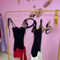 Black and red bow front mini dress