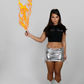 Pre-order Silver metallic ruched skirt