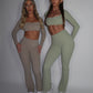 GYM GIRL ERA EXCLUSIVE Camel brown Sculpt square neck top