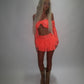 LIMITED EDITION HAND MADE AND DESIGNED IN HOUSE: Coral frilly Rara skirt top and sleeves three piece