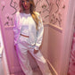 Grey plush wide leg tracksuit