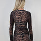 Leopard print sheer mesh dress