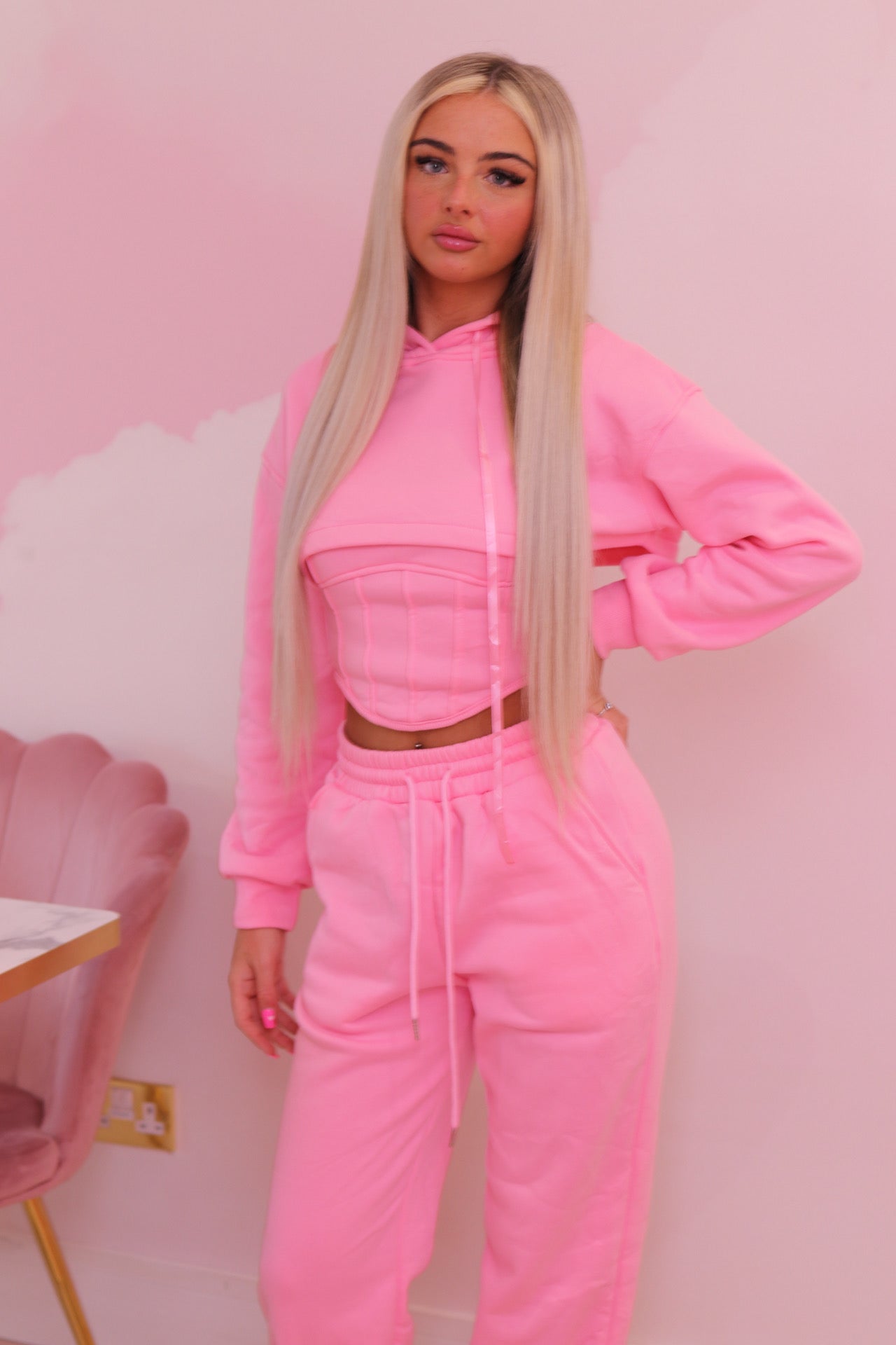Pink 3 piece tracksuit and corset top