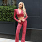 LIMITED EDITION HANDMADE & DESIGNED IN HOUSE: Burgundy sparkle flared trousers and top set