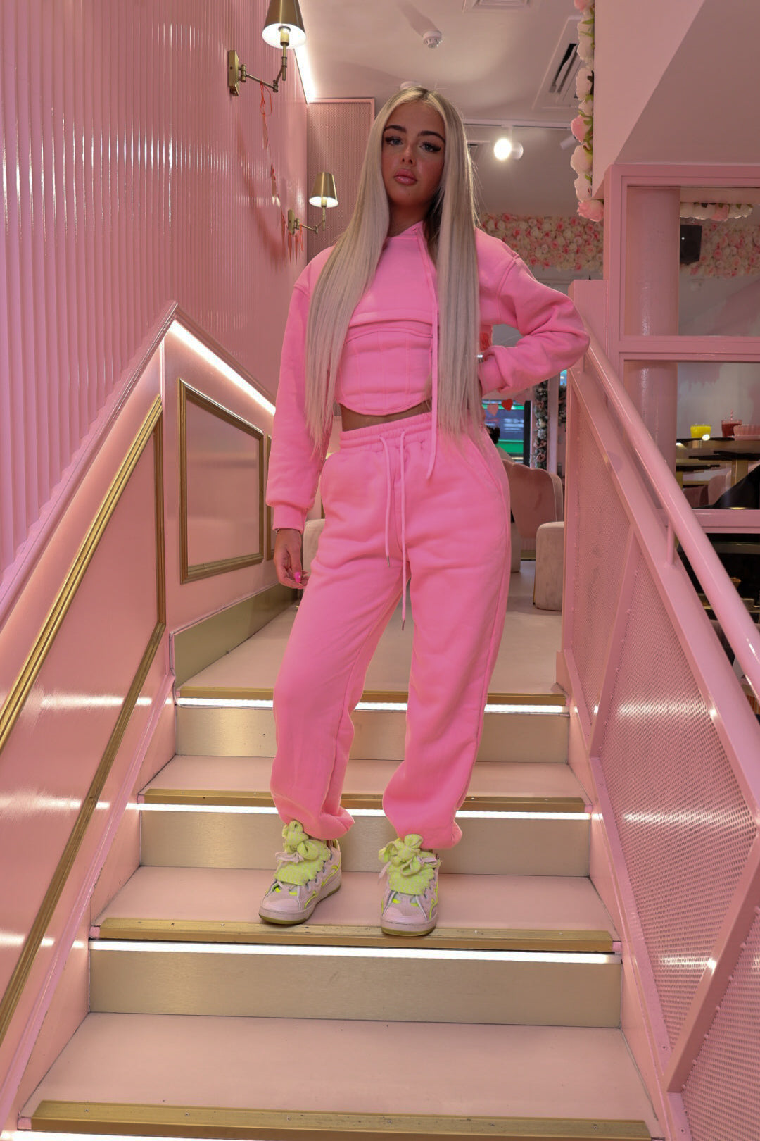 Pink 3 piece tracksuit and corset top
