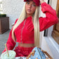 Red Acid wash wide leg tracksuit
