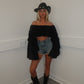 Black chiffon layered Bardot top