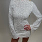 White Sequin flared sleeve mini dress