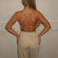 Sculpt beige cross back sports bra