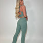 GYM GIRL ERA EXCLUSIVE Sage green sculpt V waist flared bottoms