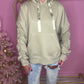 Sage green ruched sleeve ribbon hoodie