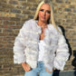 Fox white 3/4 sleeve Faux fur coat