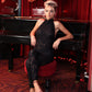 HAUNT COUTURE HANDMADE: Black lace halter neck jumpsuit