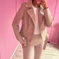 PU Cream Belted Zip Up Biker Jacket