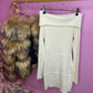 Cream Bardot knitted dress