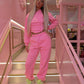 Pink 3 piece tracksuit and corset top