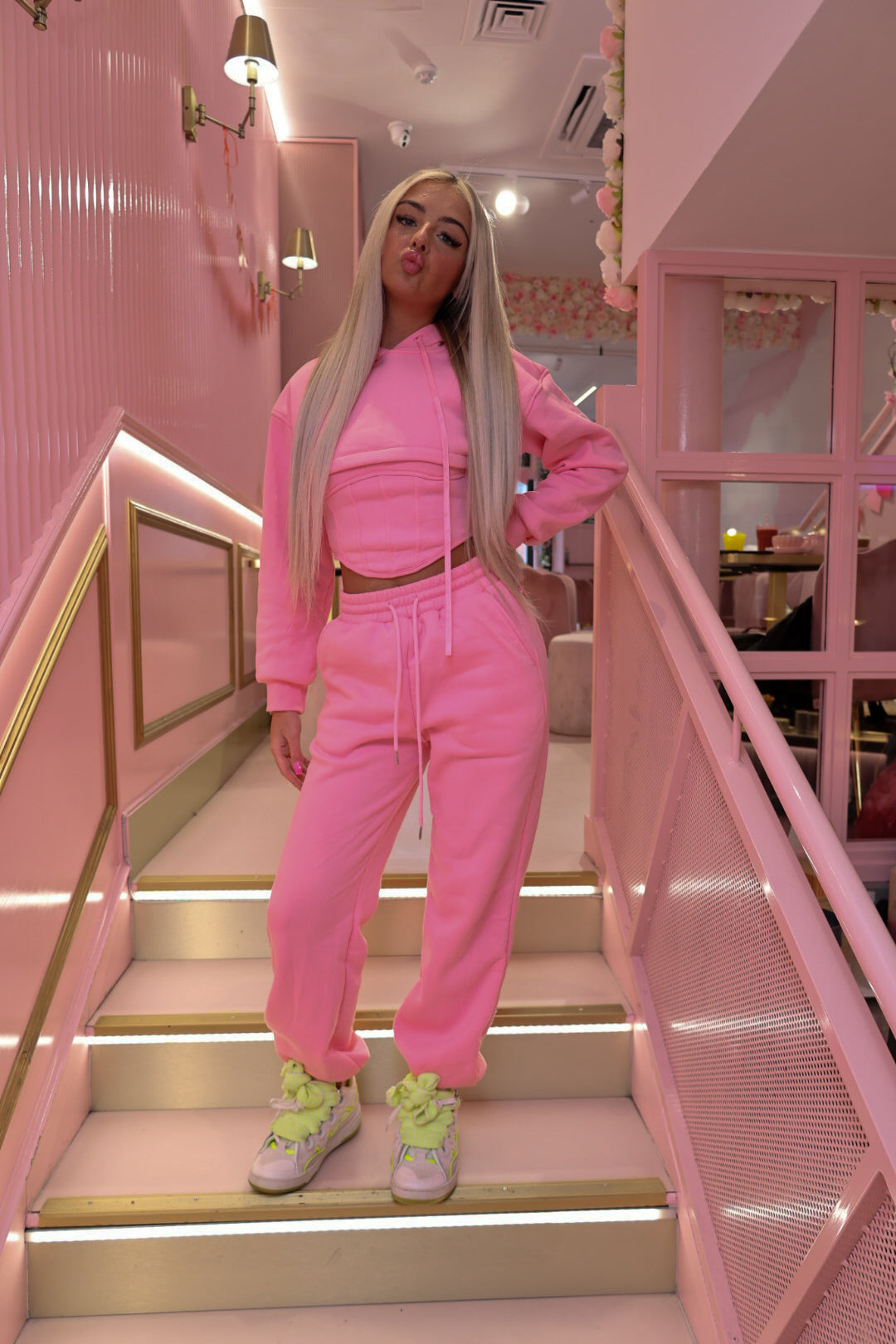 Pink 3 piece tracksuit and corset top