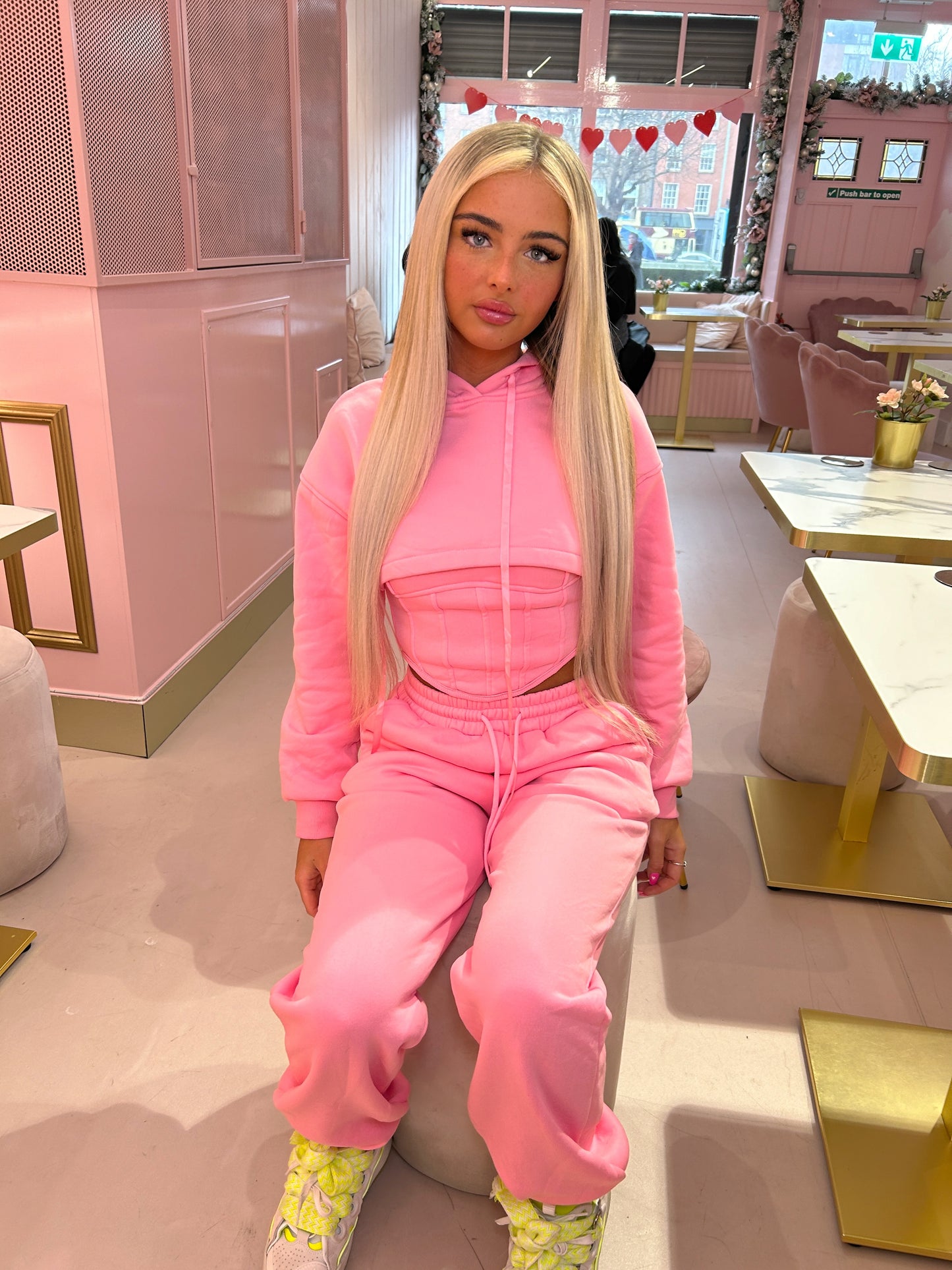 Pink 3 piece tracksuit and corset top