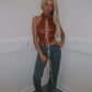 Buckle choker lace up halter top