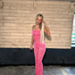 Pink lace tie front jumpsuit