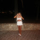 LIMITED EDITION HAND MADE AND DESIGNED IN HOUSE: White shimmer frilly Rara skirt co-ord