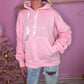 Pink ruched sleeve ribbon hoodie