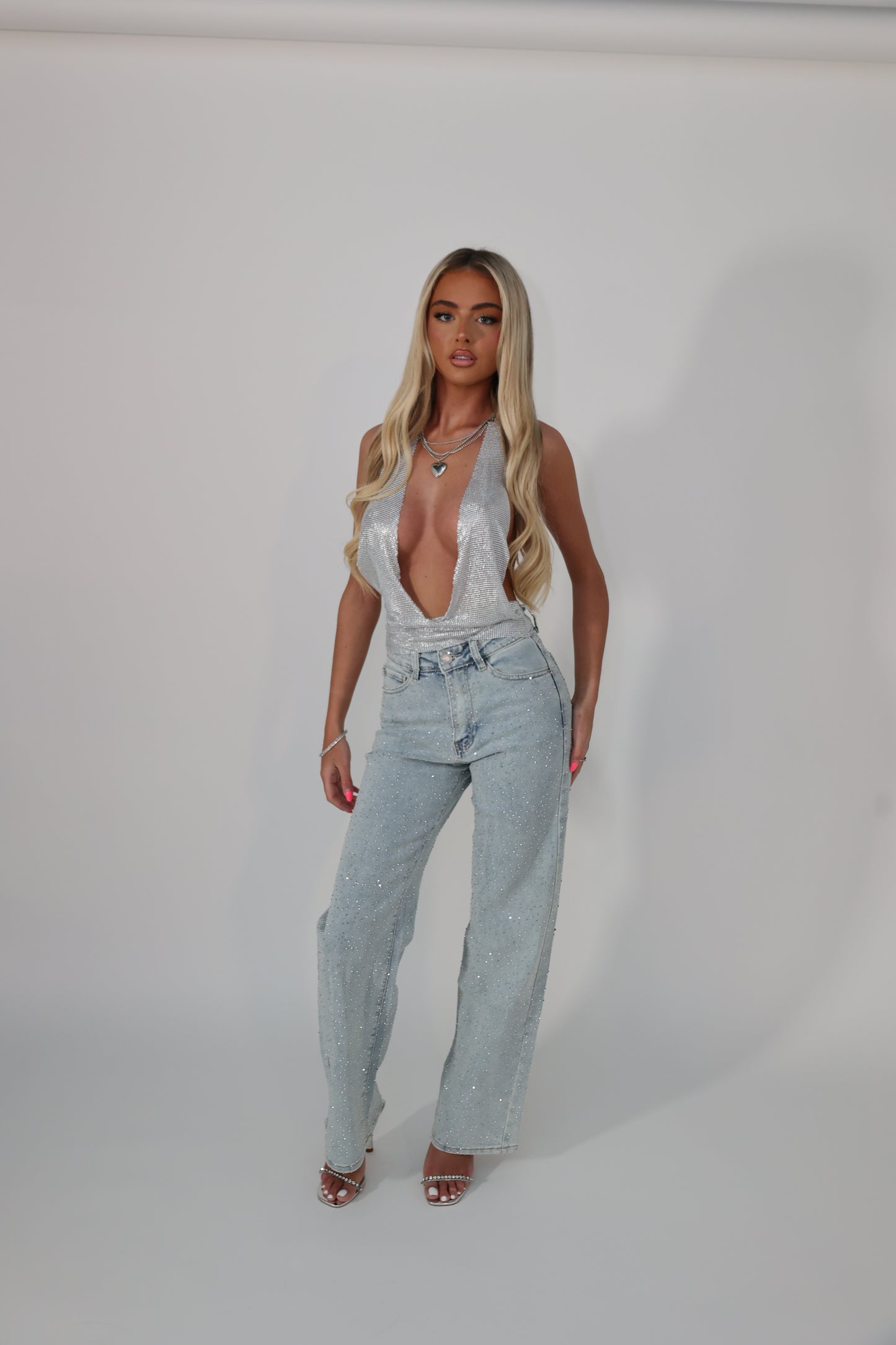 Diamond embellished jeans
