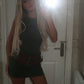 Khaki Double Belted Round Neck Mini Dress