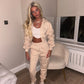 Beige ruched tracksuit