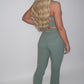 GYM GIRL ERA EXCLUSIVE Sage green sculpt V waist flared bottoms