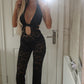 Black lace cut out jumpsuit