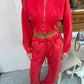 Red Acid wash wide leg tracksuit