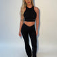 GYM GIRL ERA EXCLUSIVE Black sculpt V waist flared bottoms