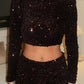 Dark brown sequins top