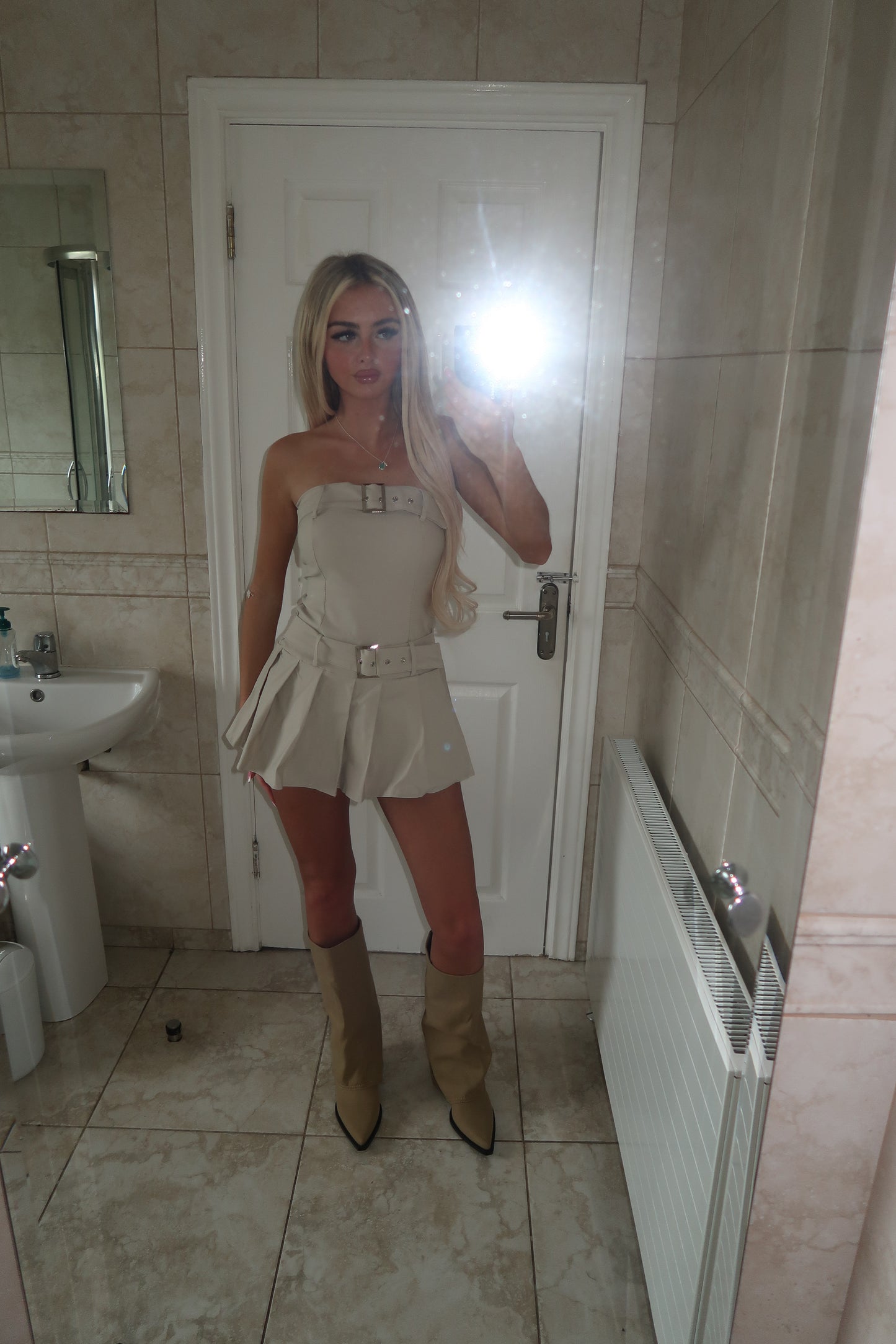 Belted Pleated Cargo Playsuit