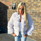 Fox white 3/4 sleeve Faux fur coat