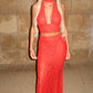 LIMITED EDITION HAND MADE AND DESIGNED IN HOUSE: Red lace 3 piece choker and maxi skirt set